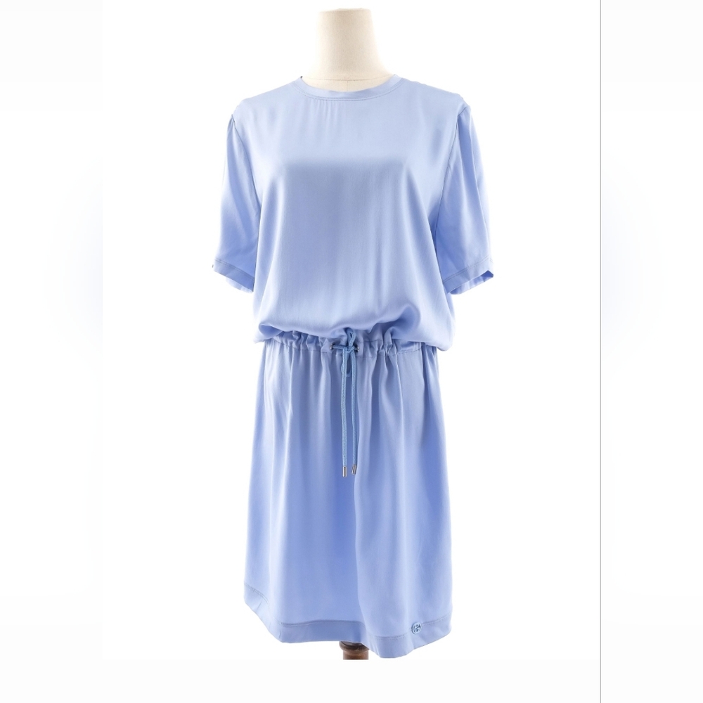 Elegant Blue Silk Women's Dress